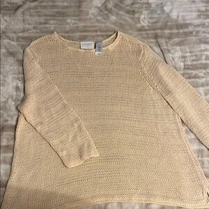 Liz Claiborne Cream Crew Neck Sweater Textured Knit